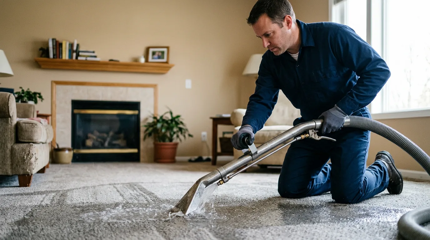 Water damage restoration technician working near Bend, TX